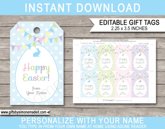 Printable Easter Tags - Easter Gift Tags - Easter Favor Tags - INSTANT DOWNLOAD with EDITABLE text - pdf template - you personalize at home Il_570xn