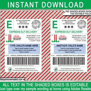 Printable Elf Shipping Labels Template - Realistic USPS Labels - North Pole Mail - Express Elf Delivery - Sleigh Mail - Christmas Gift Tags - Elf Arrival Package - Naughty or Nice List - Elf Department - Checked Twice - Instant Download