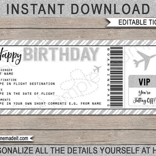 Editable Boarding Ticket Template Surprise Airline Gift | Etsy