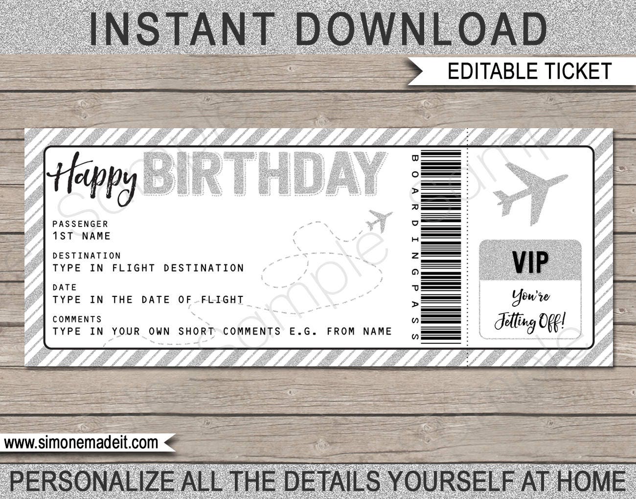 Plane Ticket Gift Template