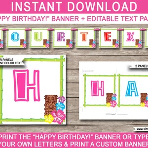 Luau Party Templates Invitation Printable Hawaiian Theme Birthday Party Decorations DIY EDITABLE TEXT image 10