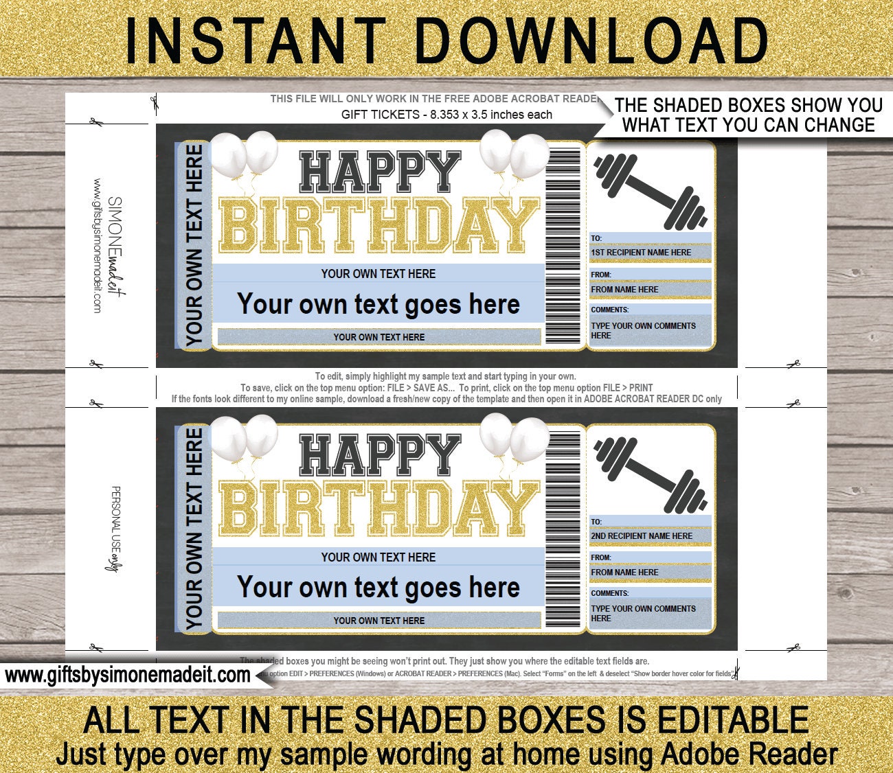 Gym Membership Template Birthday Gift Surprise Workout Fitness