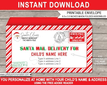 Weihnachtsmann Umschlag Vorlage: Nordpol Weihnachtspost (INSTANT DOWNLOAD)