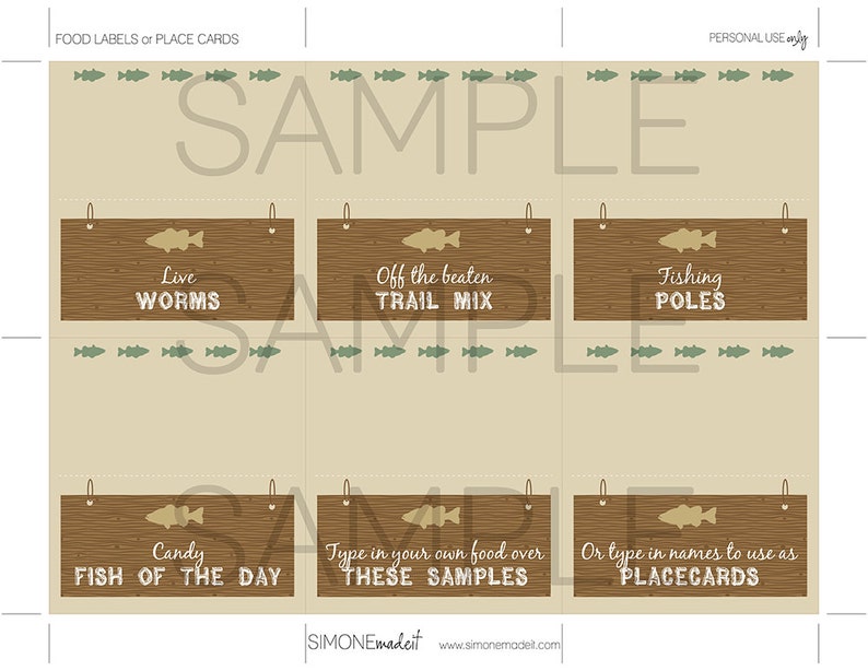 Fishing Food Labels Fishing Theme Party Printable Party Etsy
