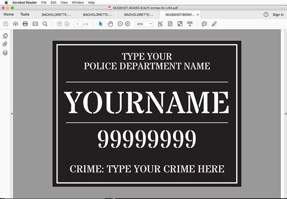 mugshot name board template