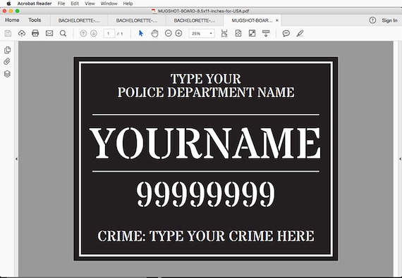 mugshot name board template