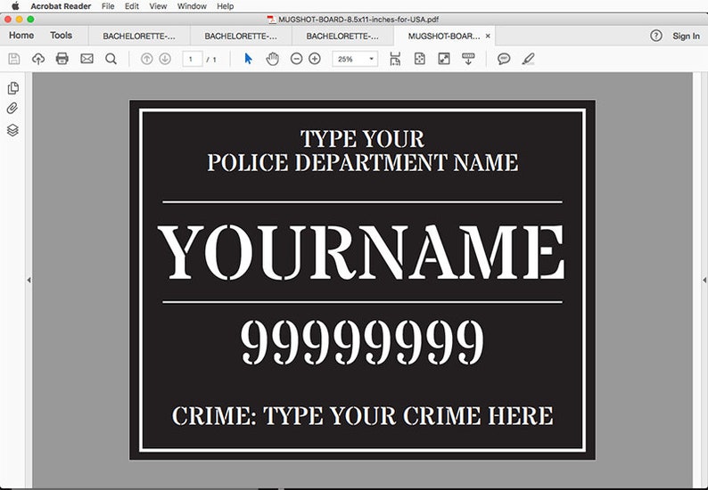 Editable Printable Jail Sign Template