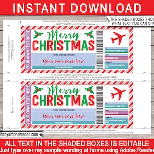 Boarding Pass Template Surprise Trip Fake Plane Ticket Christmas Gift, Airplane Flight Destination Airline INSTANT DOWNLOAD text EDITABLE image 2