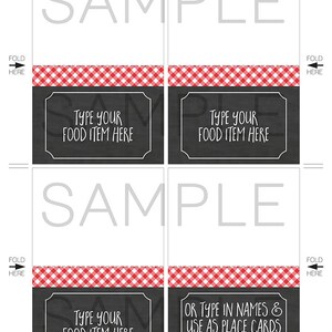 Pizza Party Food Labels Template: Editable Place Cards (digital