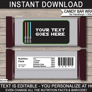 Star Wars Party Candy Bar Wrappers Party Favors Chocolate Labels ...