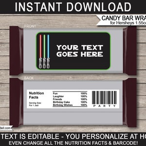 Printable Star Wars Hersheys Candy Bar Wrappers Template - Party Favors - Chocolate Labels - INSTANT DOWNLOAD with EDITABLE text - you personalize at home