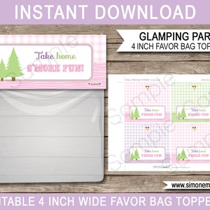 Glamping Party Templates with Invitation Printable Camping Theme Birthday Decoration Package Pack Bundle Set Collection, DIY EDITABLE TEXT image 9