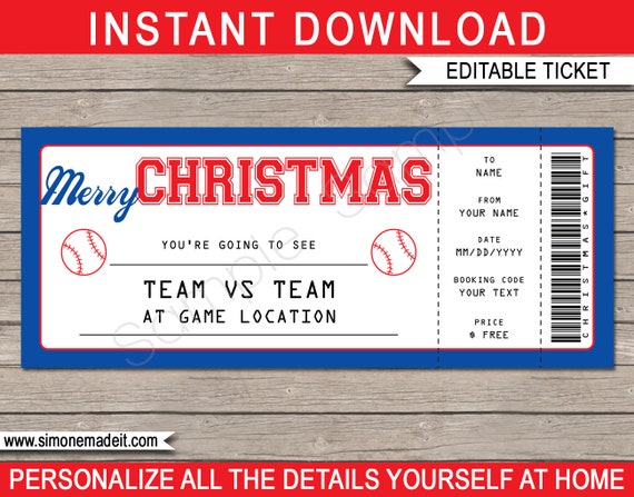 baseball game ticket christmas gift surprise ticket to baseball game