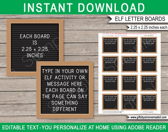 Elf Letter Boards Printable Template - Editable Props Letterboards - Santa's Workshop North Pole - Custom - INSTANT DOWNLOAD - EDITABLE text Il_570xn