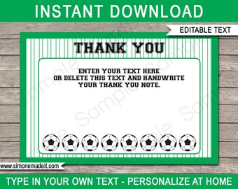 Soccer Party Thank You Cards: Editable Text (Instant Download)