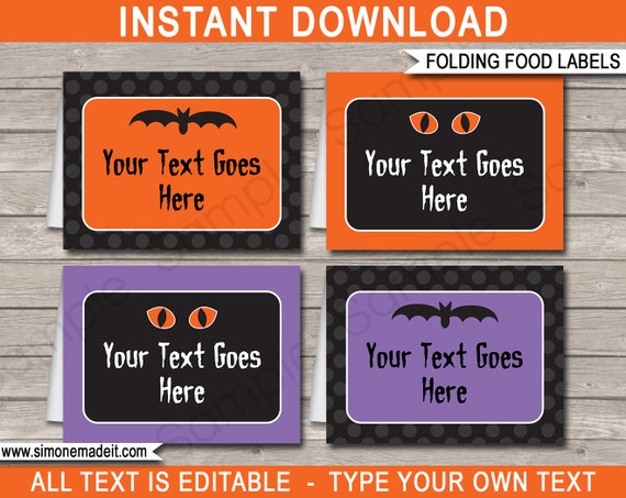 Halloween Party Food Labels - Halloween Theme - Buffet Food Tags