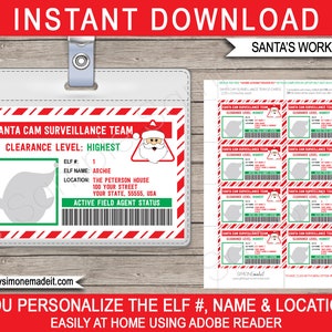 Elf ID Karte Vorlage zum Downloaden - Lost Elf Lizenz Weihnachten Santa Cam Surveillance Team - Santa's Werkstatt Nordpol - INSTANT DOWNLOAD