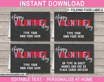 Valentine's Day Food Labels: Editable Party Place Cards (INSTANT DOWNLOAD)