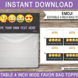 Emoji Party Template Bundle Invitation Printable Birthday Theme Decoration Package Pack Kit Set Collection Girls Emojional DOWNLOAD image 9
