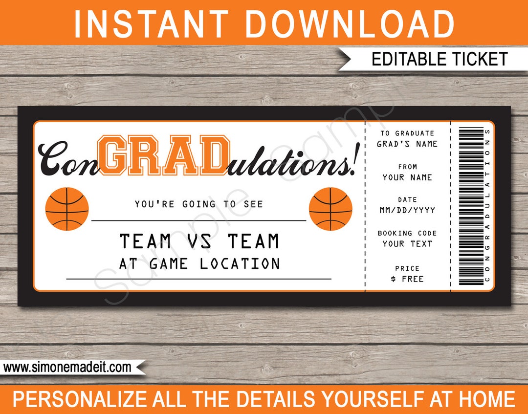 Basketball Game Ticket Graduation Gift - Surprise Ticket to a ...