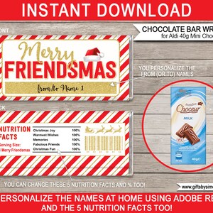 Friendsmas Chocolate Bar Wrapper Template: Aldi Choceur (Digital Download)