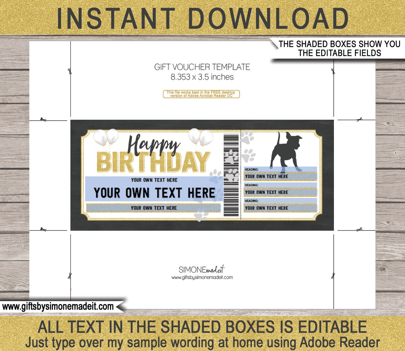 Dog Gift Certificate Template Printable Pet Puppy Birthday Etsy Dog Gift Certificate Template Printable Pet Puppy Birthday Etsy