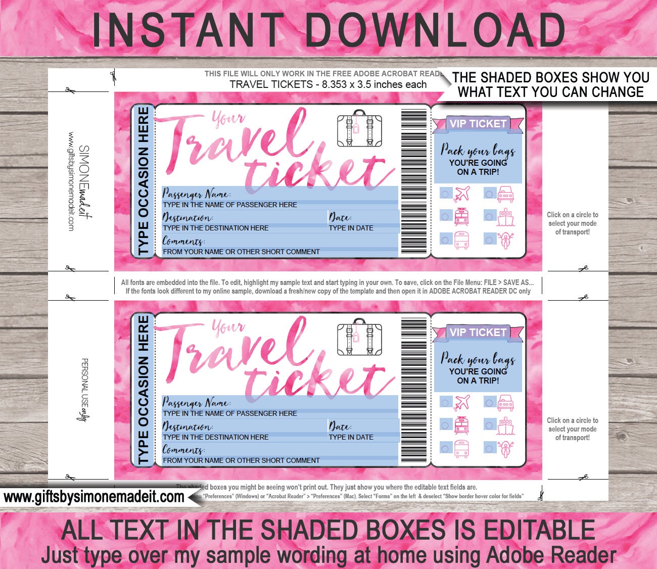 Surprise Holiday Reveal Gift Idea Printable Travel Ticket | Etsy