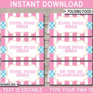 Carnival Food Labels Template - Carnival Theme Party - Circus Party - Printable Party Decorations - INSTANT DOWNLOAD with EDITABLE text