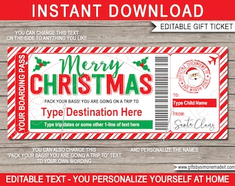 Bilet na pokład Świętego Mikołaja: edytowalny świąteczny lot samolotem (do natychmiastowego pobrania)