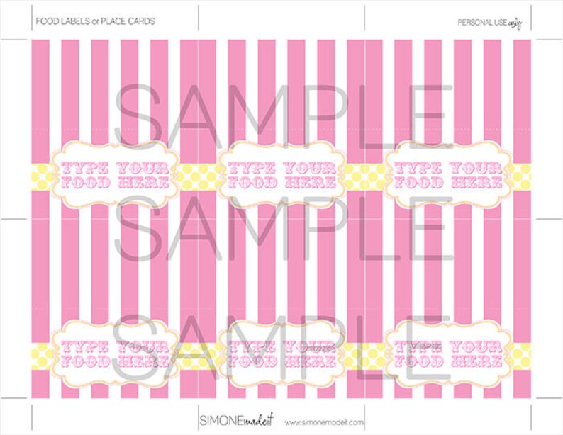 Editable Carnival Food Labels Template - Printable Buffet Tags - Folding Tent Cards - Birthday Party Decorations - TEXT EDITABLE DOWNLOAD