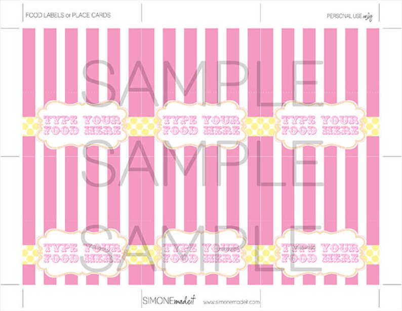 Editable Carnival Food Labels Buffet Tags Tent Cards | Etsy