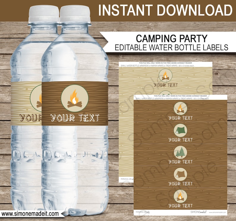 Camping Birthday Party Invitation Decorations Templates Campout Printable Package Set Bundle Collection EDITABLE TEXT DOWNLOAD image 9