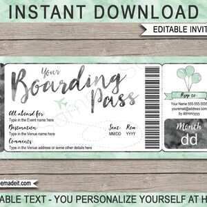 Boarding Pass Invite Template - Birthday Party Destination Event ...