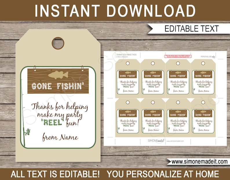 Fishing Party Printable Decorations &amp; Invitation Template - Etsy