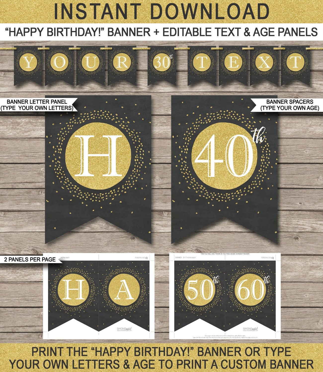 Glitter Letter Happy Birthday Banner | Gifts Direct 2 U