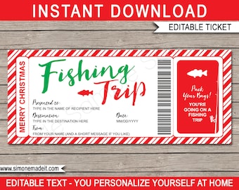 Niespodzianka - Bilet na wyprawę wędkarską, bony upominkowe na święta Bożego Narodzenia, certyfikat - wakacje na wyprawie wędkarskiej - NATYCHMIASTOWE POBIERANIE - EDYTOWALNY tekst