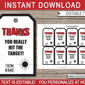 Laser Tag Favor Tags Template - Printable Birthday Party Thank You Tags - INSTANT DOWNLOAD - EDITABLE text - you personalize