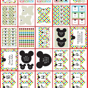 Mickey Mouse Party Printables Decorations &amp; Invitation Template Bundle ...