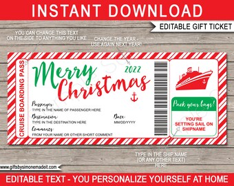Printable Cruise Ticket Template Boarding Pass Gift Voucher | Etsy