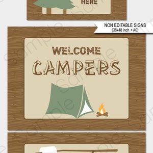 Camping Birthday Party Invitation Decorations Templates Campout Printable Package Set Bundle Collection EDITABLE TEXT DOWNLOAD image 10