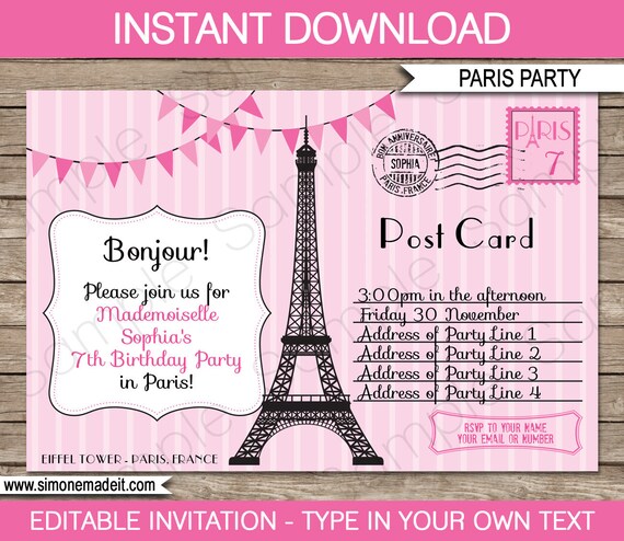 French Party Invitation Templates 4