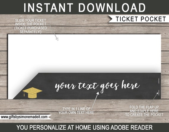Printable Graduation Gift Ticket Jacket Sleeve Template - Congratulations, Congraduations, INSTANT DOWNLOAD with EDITABLE text Il_570xn