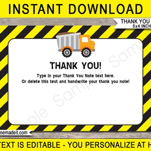 Construction Party Templates with Invitation Printable Dump Truck Theme Decoration Bundle Package Set Kit Pack Collection EDITABLE TEXT image 9