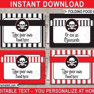 Pirate Food Labels Template Printable Birthday Party | Etsy