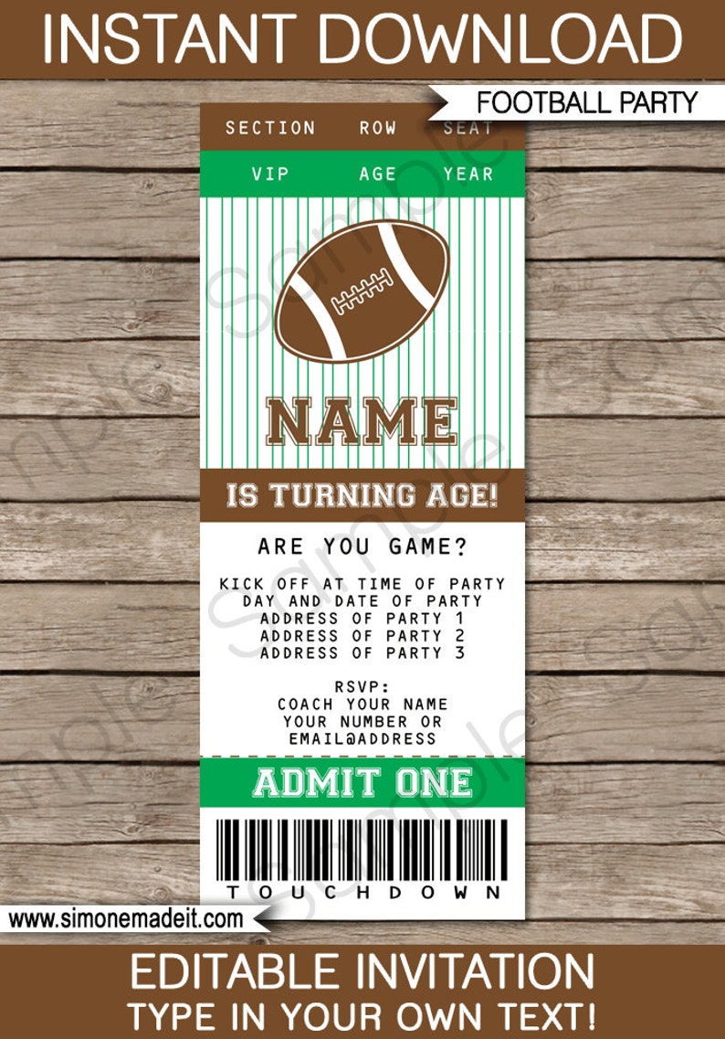 Football Party Template Bundle Invitation Printable Birthday Decoration Pack Package Kit Set Collection EDITABLE TEXT DOWNLOAD image 3