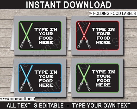 Star Wars Food Labels - Star Wars Theme Party - Food Buffet Tag - Placecard - Printable Party ...
