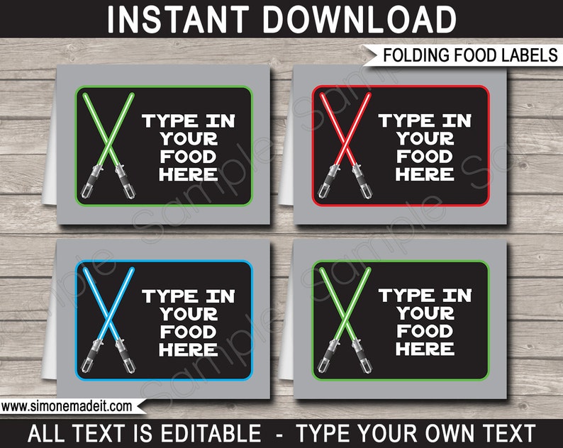 Star Wars Food Labels Star Wars Theme Party Food Buffet Etsy