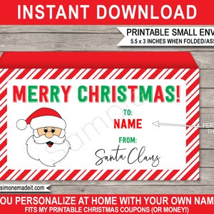 Weihnachtsumschlag Vorlage - Vom Weihnachtsmann Geschenk Last Minute Personalisiert - INSTANT DOWNLOAD mit EDITIERBARE Namen