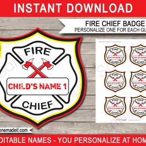 Fireman Party Decorations Invitation Printable Template Bundle Firetruck Package Pack Set Kit Collection INSTANT DOWNLOAD text EDITABLE image 5