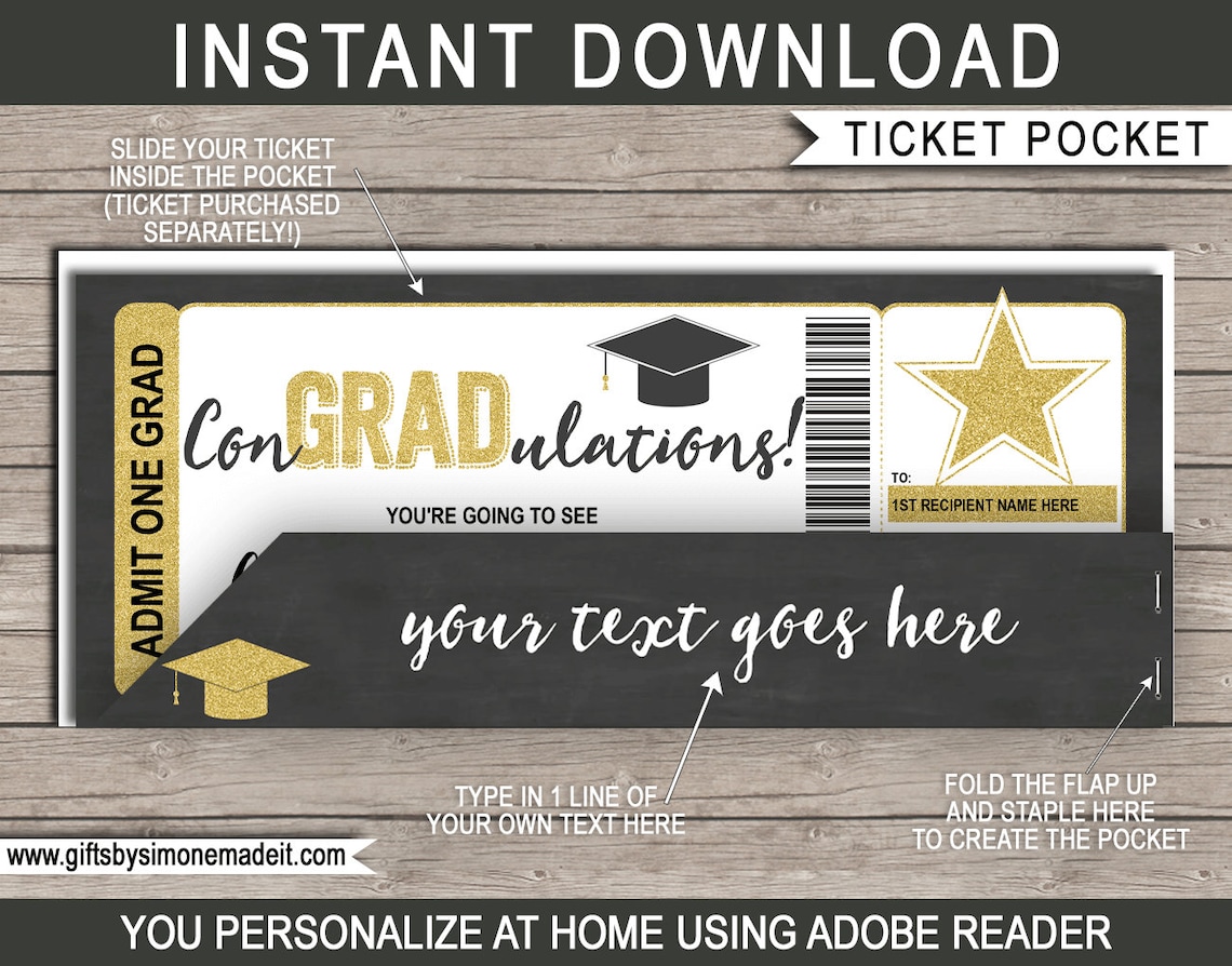 Ticket Jacket Template.pdf Printable Graduation Gift Ticket Jacket Sleeve Template ...